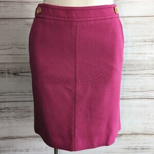 Talbots Fushia Pink Pencil Skirt with Gold Accent Button sz 4P Petite